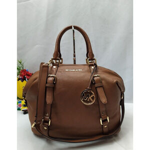 Michael Kors Bedford Legacy Brown Pebbled LEather Convertible Satchel Bag -$358